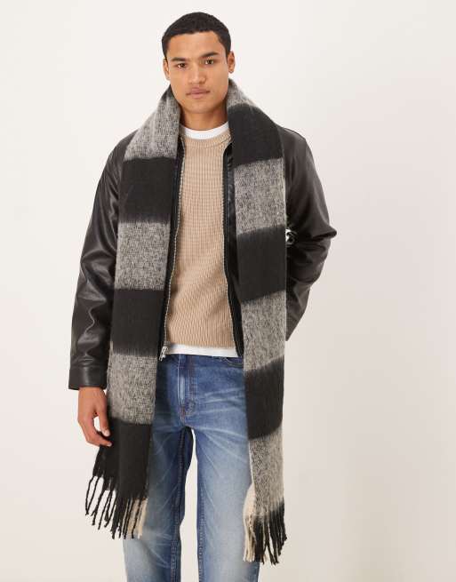 ASOS DESIGN check scarf in black and white