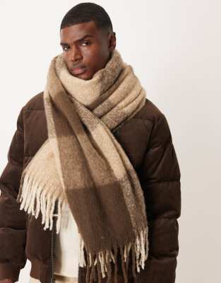ASOS DESIGN ASOS DESIGN check scarf in brown and beige