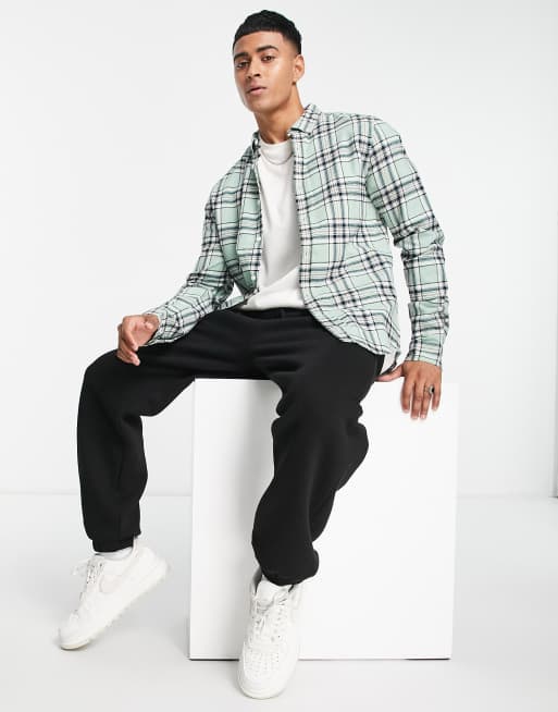 ASOS DESIGN check shirt in sage green