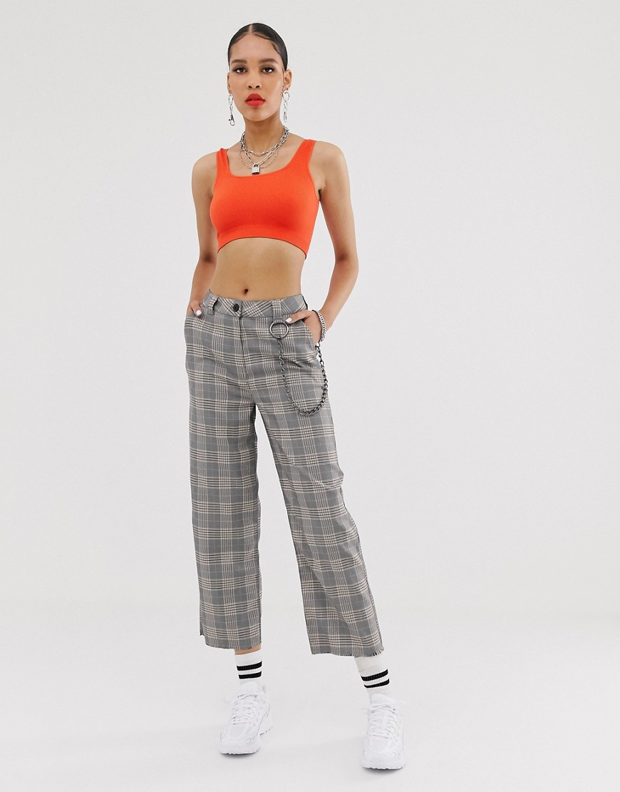 ASOS DESIGN check skater pant with chain detail-Multi