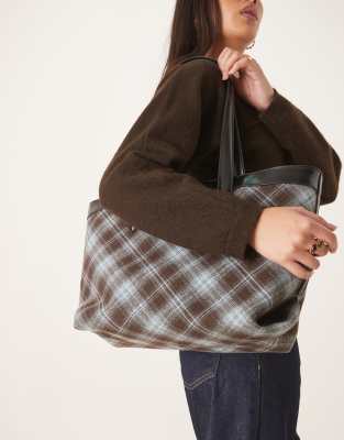 Asos Design Check Tote Bag In Multi