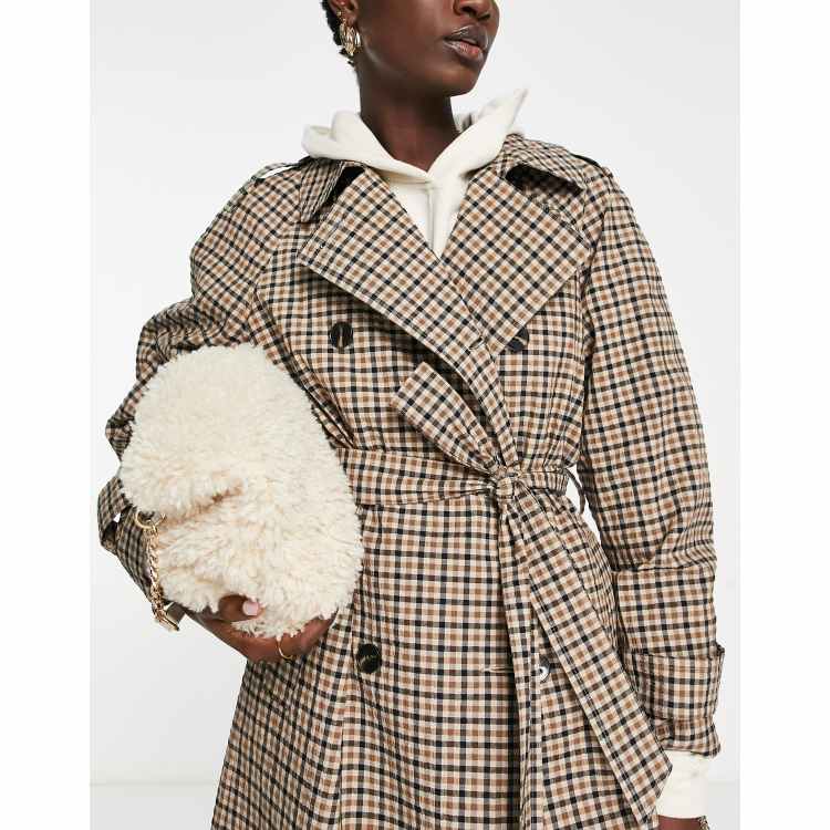 ASOS DESIGN check trench coat in brown ASOS