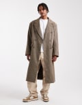 [ASOS DESIGN] ASOS DESIGN check wool blend oversized longline coat in brown XL Brown check