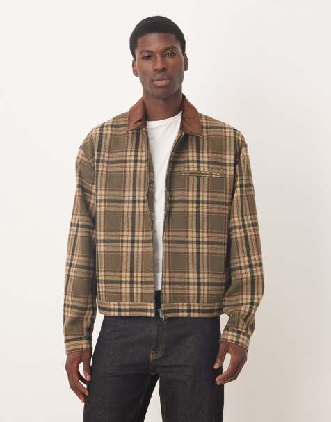 ASOS DESIGN check workwear jacket in green - view 1