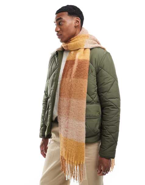 ASOS DESIGN checked blanket scarf in mustard - view 1