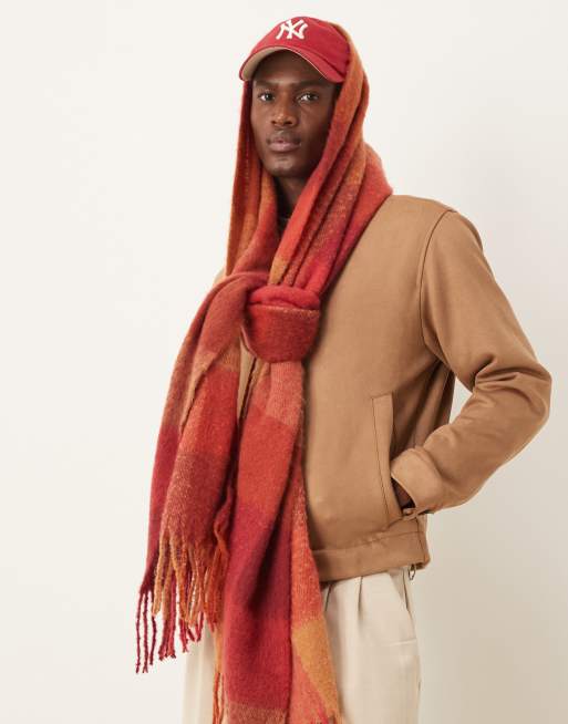 Tartan Scarf Blanket Scarf Tan Check Scarf ASOS DESIGN Checked