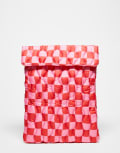 [ASOS DESIGN] ASOS DESIGN checkerboard laptop sleeve in pink and red-Multi No Size Multi