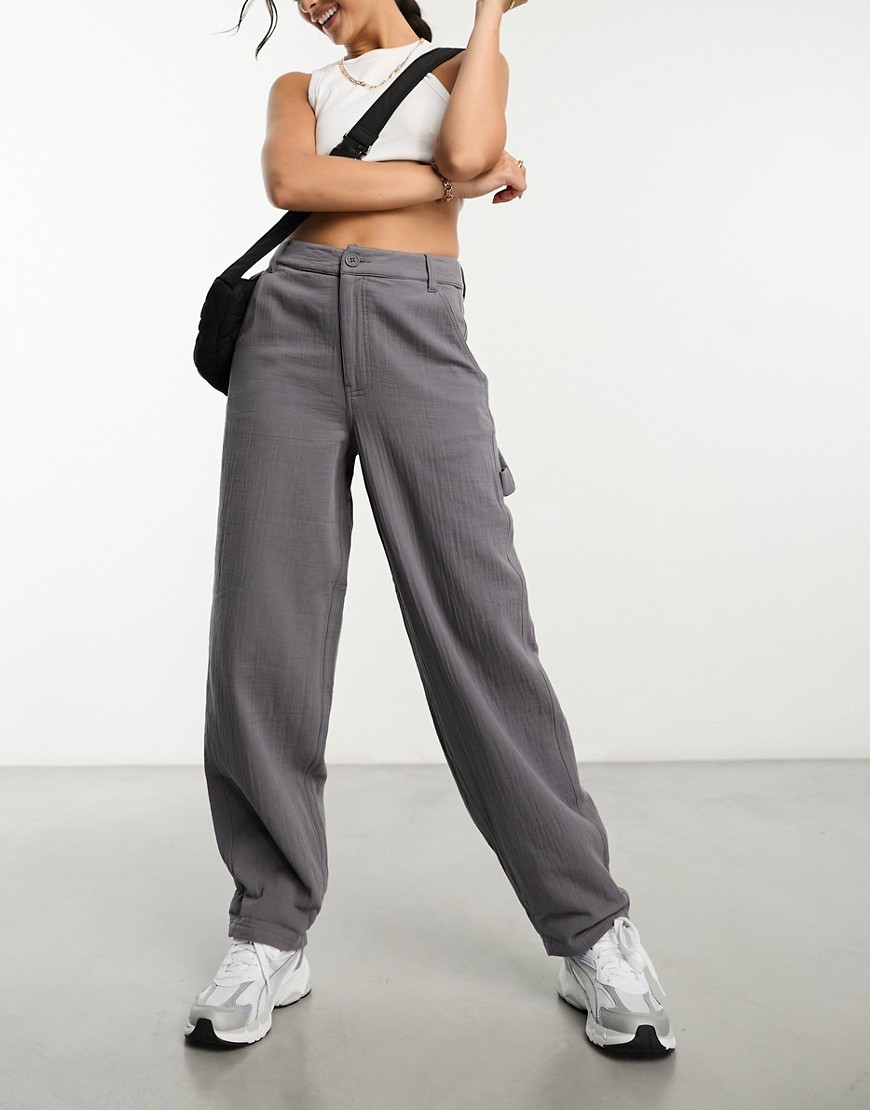 Asos Design Cheesecloth Jogger Pants In Charcoal-gray