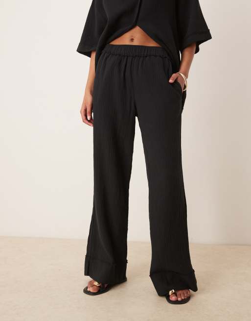 ASOS DESIGN cheesecloth pull on pants in black - part of a set