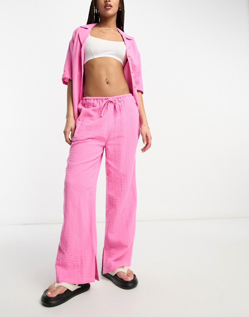 cheesecloth pull on pants in pink - part of a set
