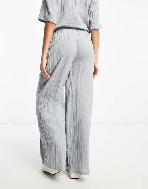 ASOS DESIGN cheesecloth pull on pants set in gray, 2 of 4