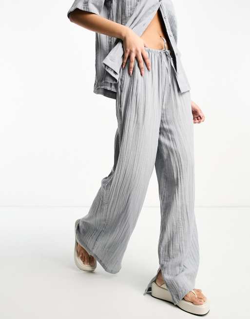 ASOS DESIGN cheesecloth pull on pants set in gray, 3 of 4