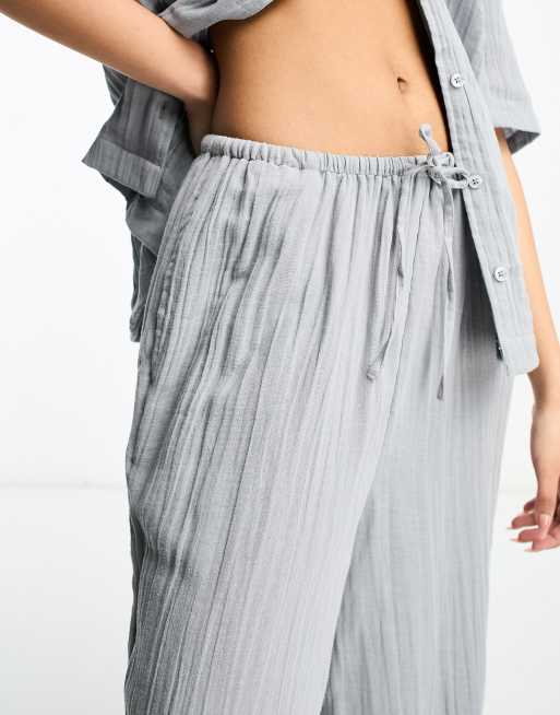 ASOS DESIGN cheesecloth pull on pants set in grey, 4 of 4