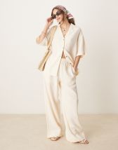 JDY Tall wide leg cheesecloth pants in sage green