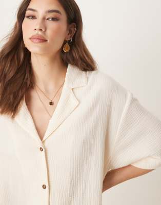 Asos Design Cheesecloth Shirt In White