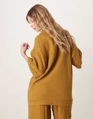 Asos Design Cheesecloth Shirt In Green
