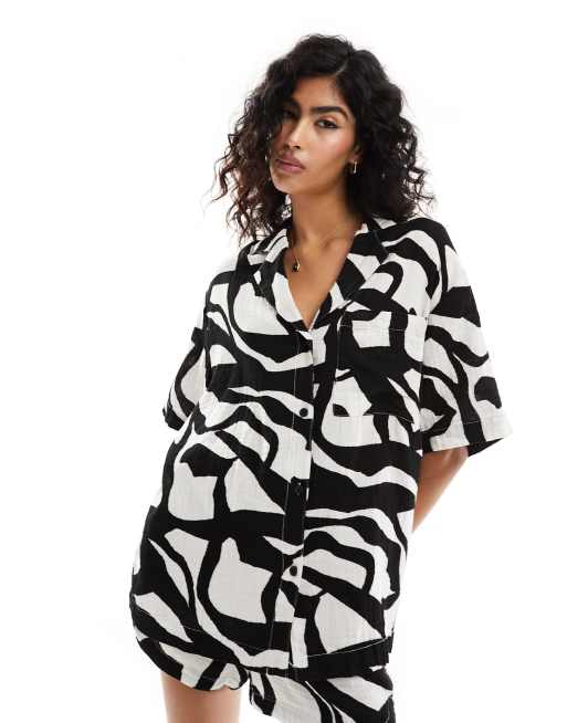 ASOS DESIGN cheesecloth shirt in print 