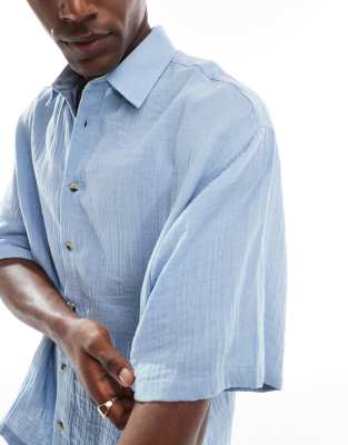 Asos Design Cheesecloth Textured Regular Shirt