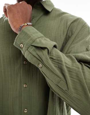 Asos Design Cheesecloth Textured Regular Shirt