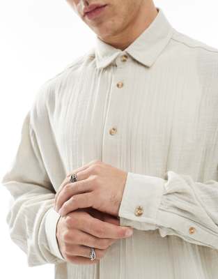 Asos Design Cheesecloth Textured Regular Shirt