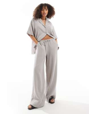 ASOS DESIGN ASOS DESIGN cheesecloth tie waist trouser in grey