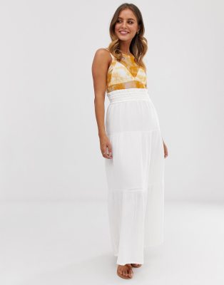 white cheesecloth maxi dress