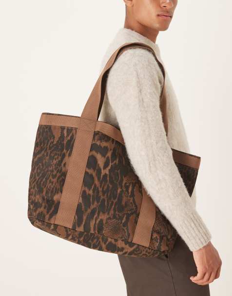 ASOS DESIGN cheetah canvas tote bag in brown - view 1