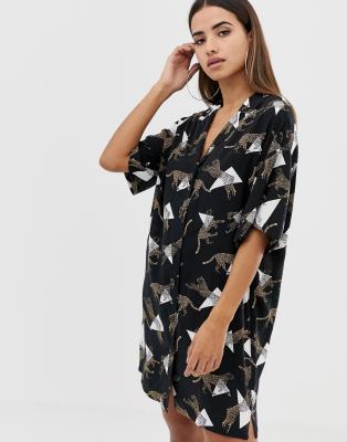 cheetah print shirt dress