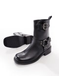 [ASOS DESIGN] ASOS DESIGN chelsea biker boots in black with buckles 47 Black