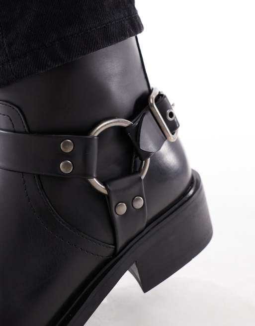 ASOS DESIGN chelsea biker boots in black with buckles, 3 of 4