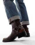 [ASOS DESIGN] ASOS DESIGN chelsea biker boots in brown with buckles 48 BROWN