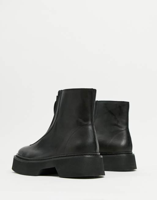 Black Leather Formal Ankle Zipped Chelsea Boots