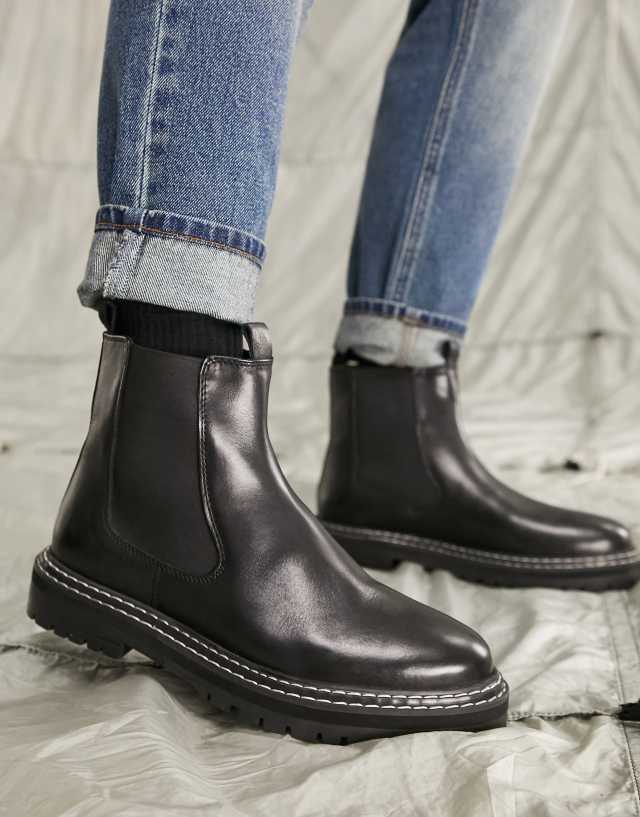 ASOS DESIGN chelsea boot in black leather