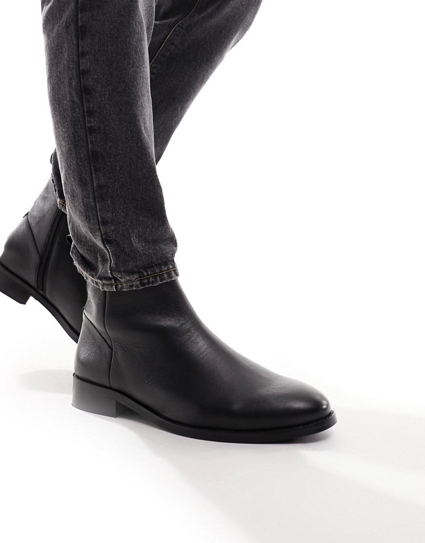 ASOS DESIGN chelsea boot in black leather