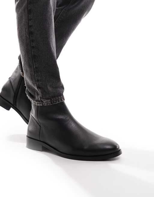 Asos black outlet leather chelsea boots