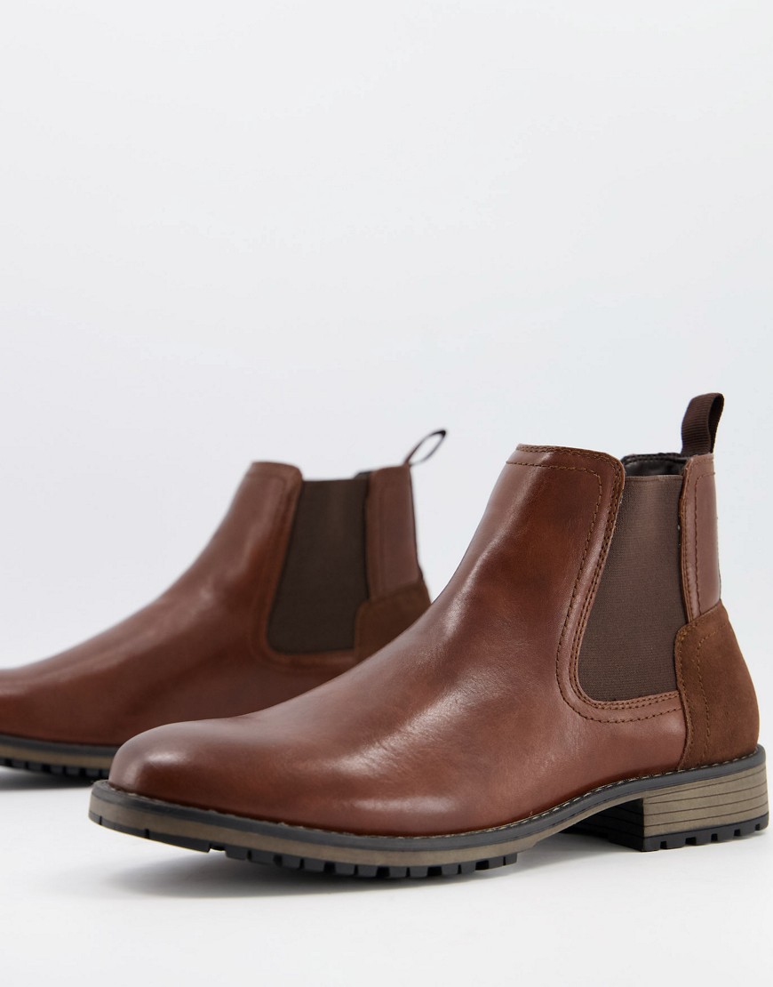 ASOS DESIGN chelsea boot in brown faux leather