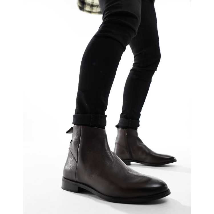 ASOS DESIGN chelsea boot in brown leather ASOS