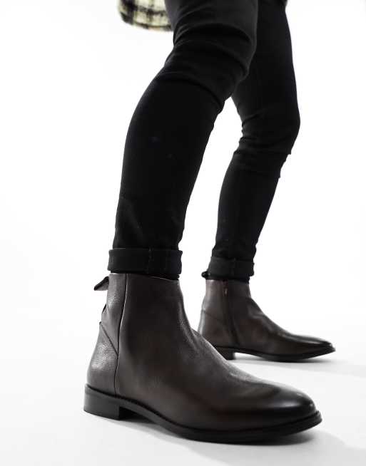 ASOS DESIGN chelsea boot in brown leather ASOS