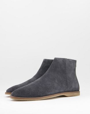 ASOS DESIGN chelsea boot in grey suede with natural sole