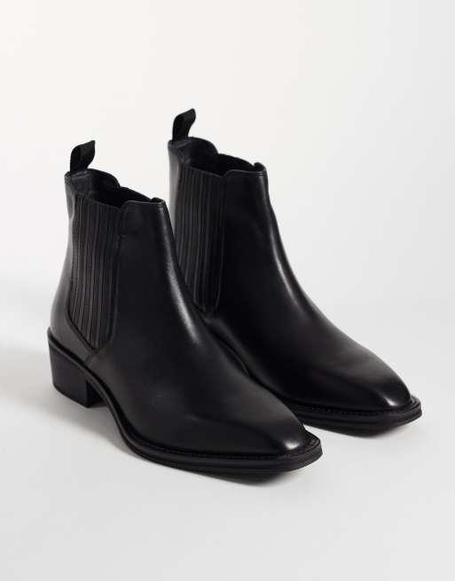 ASOS DESIGN Chelsea-Boot mit Absatz und verdecktem Einsatz aus schwarzem Leder, 3 von 4