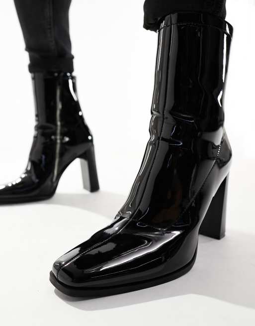 Asos patent leather boots on sale