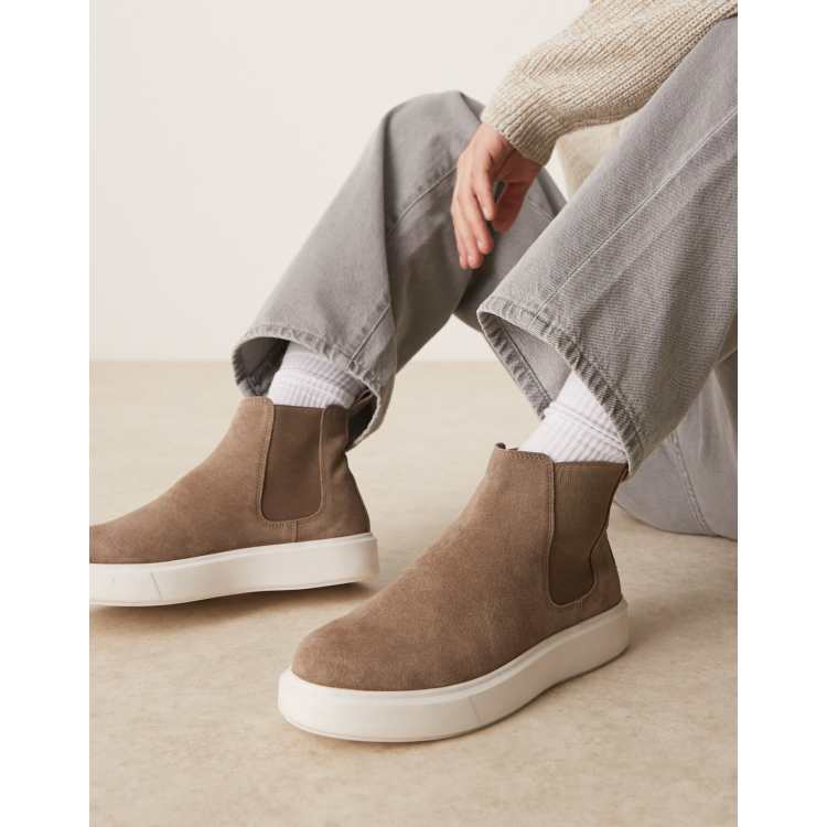  SUEDE CHELSEA BOOTS Stylish Cream Ankle Boots with Black Strap ASOS Chelsea Boots for Women for sale | eBay main image 3