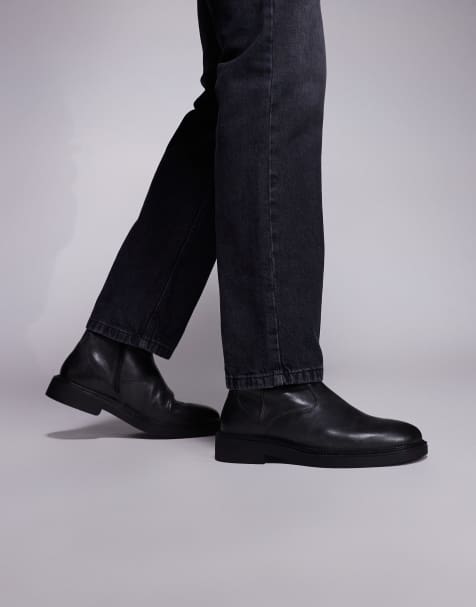 ASOS DESIGN Chelsea boots in black distressed leather - view 1