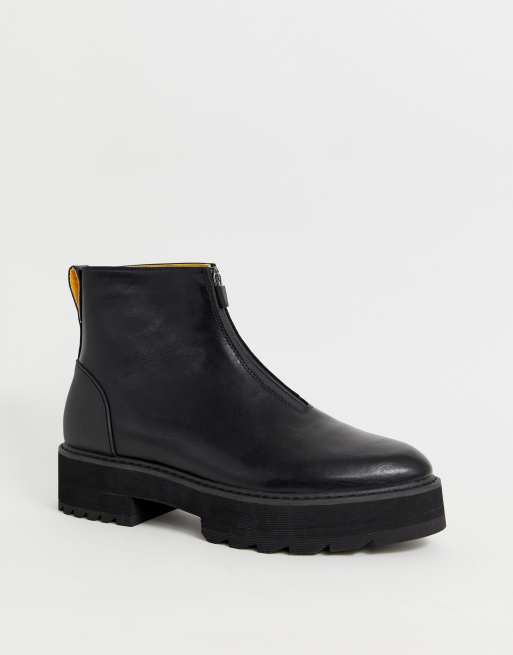 Asos design chelsea boots in hot sale black faux leather with zips