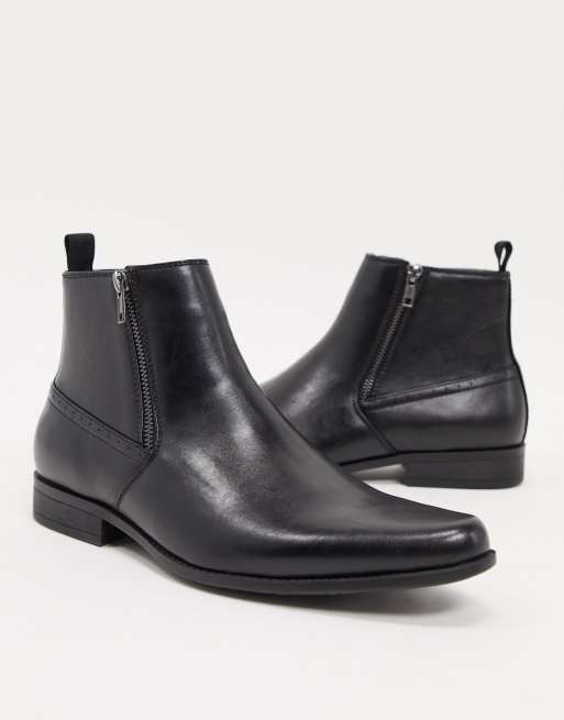 Black faux shop leather ankle boots