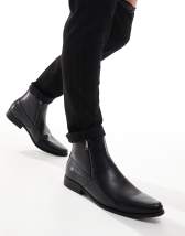 Red Tape Wide Fit Leather Formal Chelsea Boots in Black - ASOS Outlet