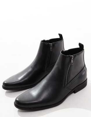 ASOS DESIGN ASOS DESIGN chelsea boots in black faux leather with zips