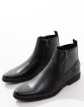 [ASOS DESIGN] ASOS DESIGN chelsea boots in black faux leather with zips 42 Black