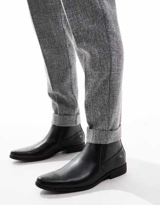  DESIGN chelsea boots in black faux leather with zips ASOS DESIGN Women main image 3