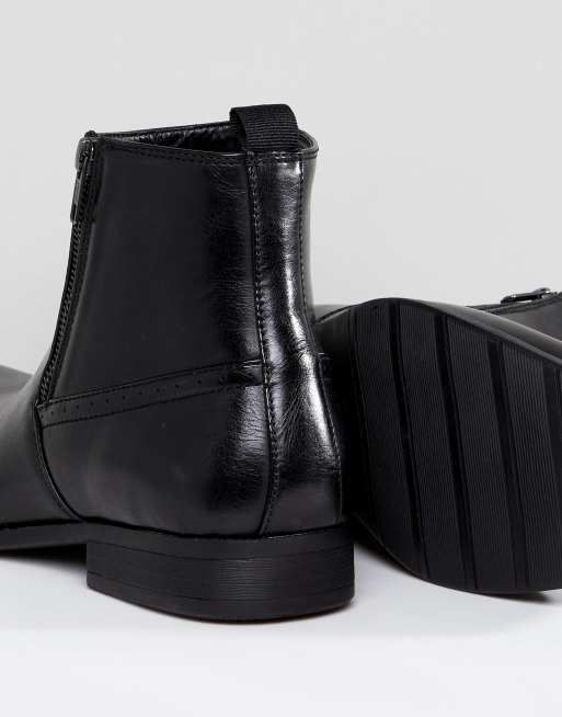 Asos design chelsea boots in black best sale faux leather with zips